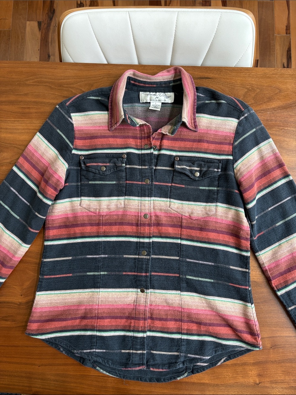 Tasha Polizzi TP Saddle Blanket Co. Western Snap Shirt Serape Stripe Cotton Smal - Picture 3 of 9